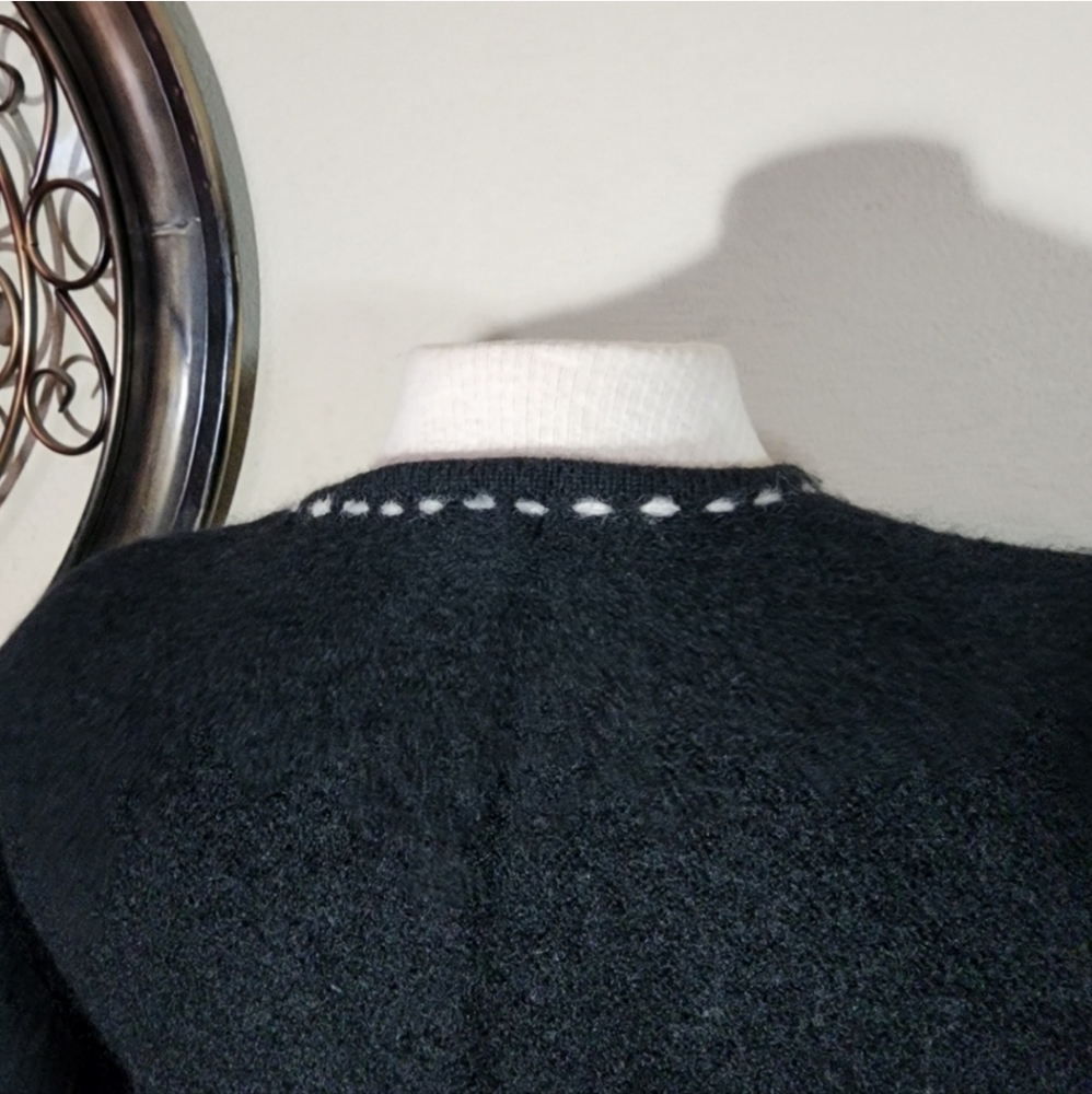 Karen Scott 100% Wool Cardigan Black Size L - Picture 9 of 17